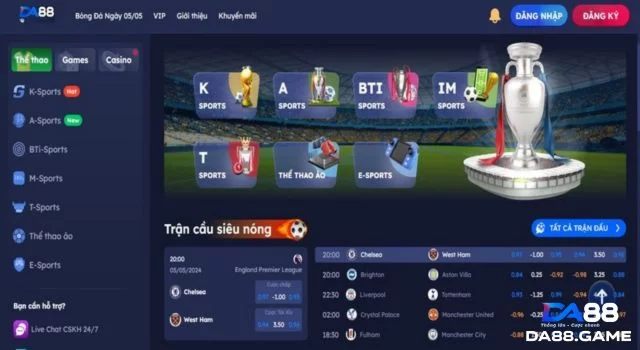 Giới thiệu DA88 - Sân chơi đổi thưởng hấp dẫn số 1 cho bet thủ 2 Cá cược thể thao hấp dẫn